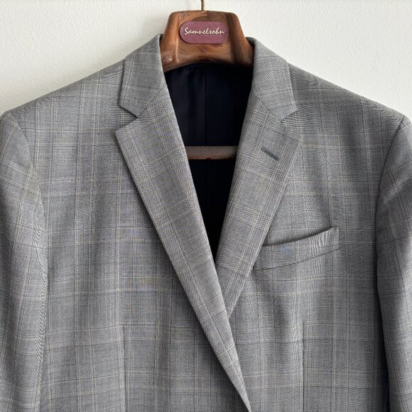 $1800 Brooks Brothers Checked Grey Wool Suit 40- 42, Pants 35 Made in Italy - Picture 2 of 16